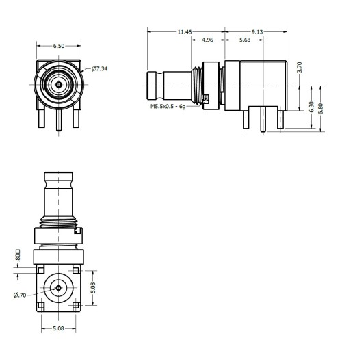 XGS-06-RB26-NGU - Right Angle PCB Bulkhead Mounted Connector with Protective Sleeve