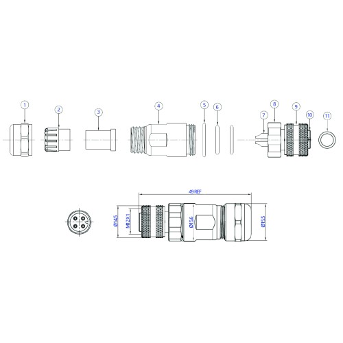 CC12-XXS-X04-AS - M12 Cable Mounted Socket (A and D Code)