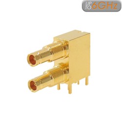 XGS-06-RB32-GGD - Dual Port Right Angle DIN 1.0/2.3 Bulkhead Connector