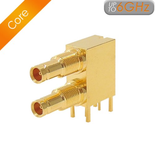 XGS-06-RB42-GGD - Dual Port Right Angled DIN1.0/2.3 Bulkhead Connector