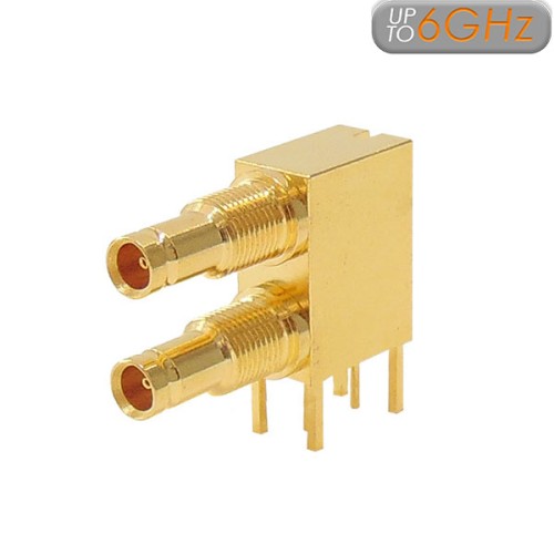 XGS-06-RB47-GGD - Dual Port Right Angle DIN 1.0/2.3 Bulkhead Connector